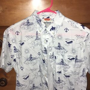 Urban pipeline sea themed button down shirt